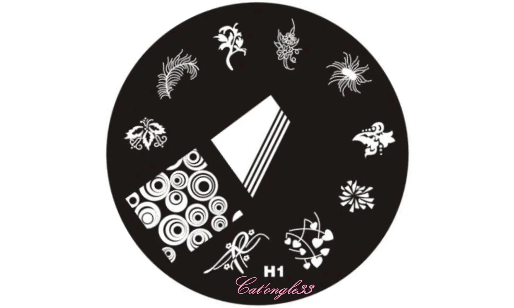 Plaque stamping H01 ronde nail art