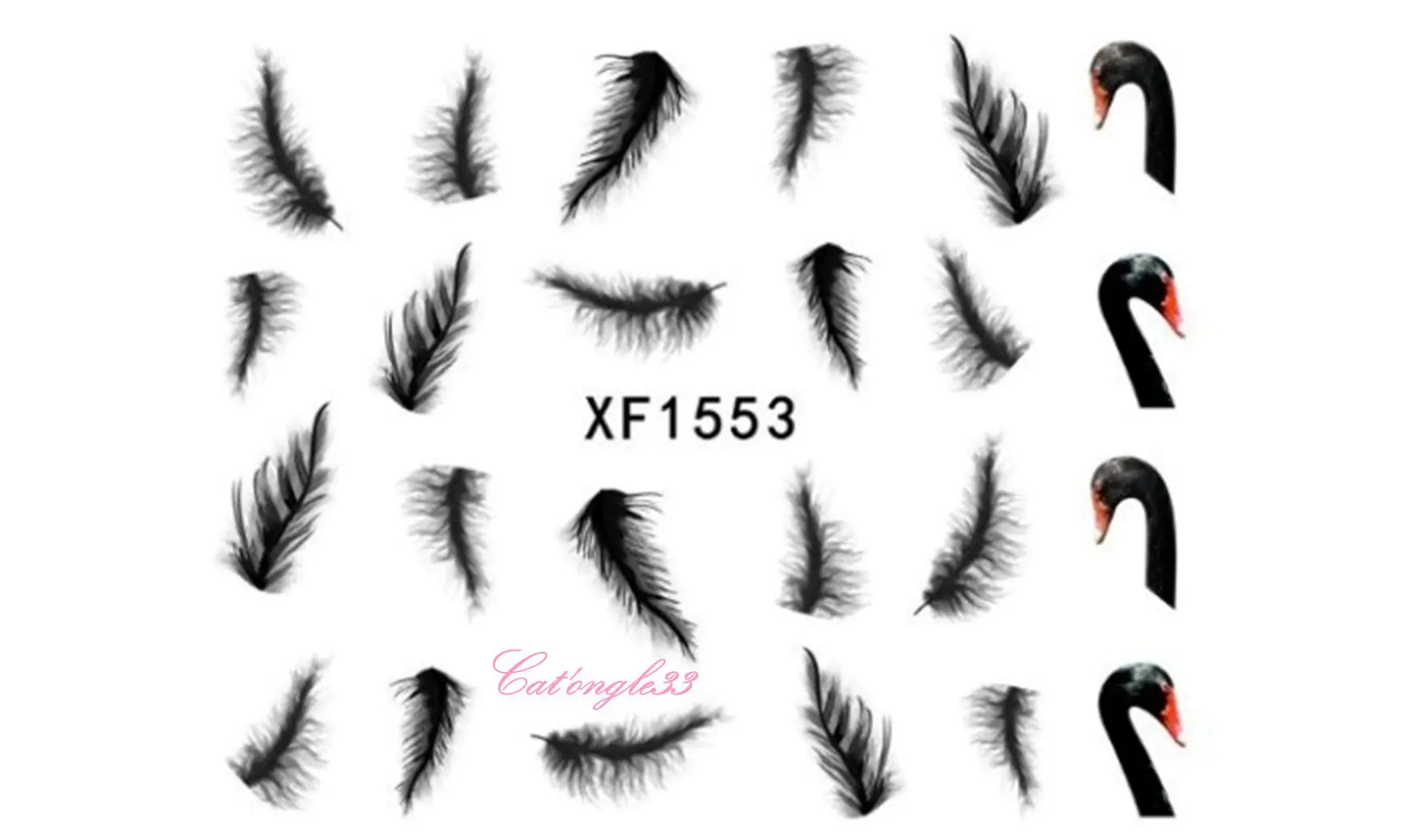 Water decal animaux cygne noir XF1553