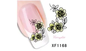 Water decal fleur noire jaune XF1168