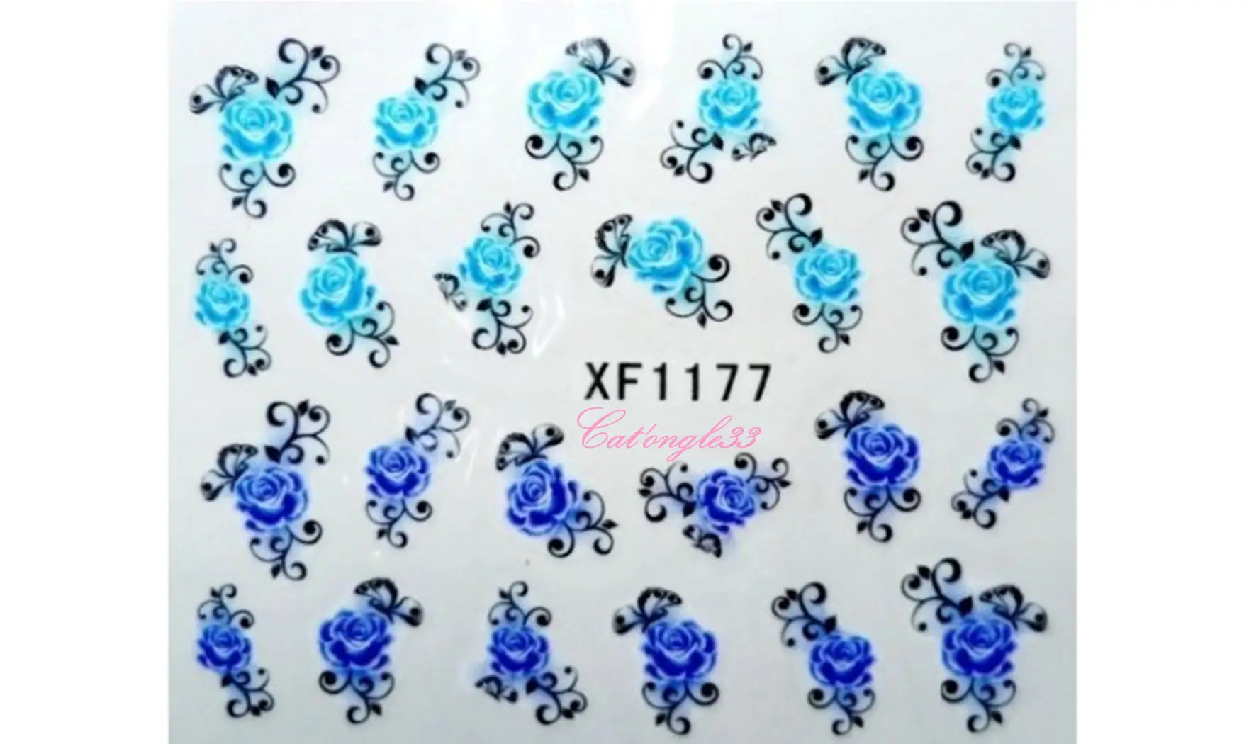 Water decal fleur bleu turquoise XF1177