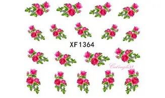 Water decal rose rouge XF1364