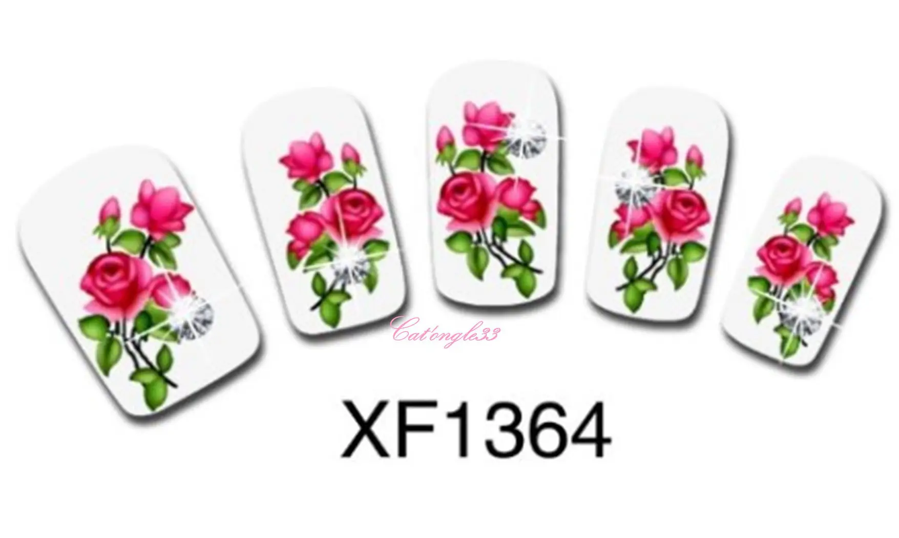 Water decal rose rouge XF1364