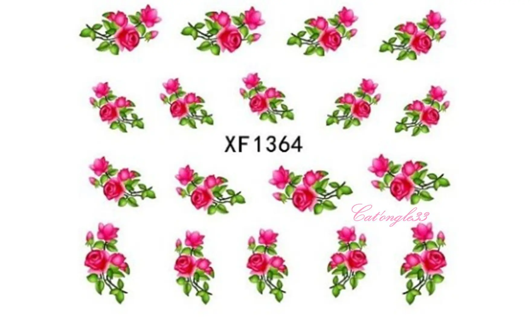 Water decal rose rouge XF1364