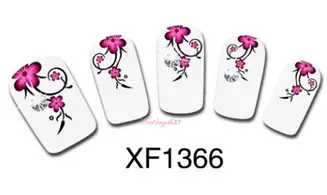 Water decal fleur rouge noire XF1366