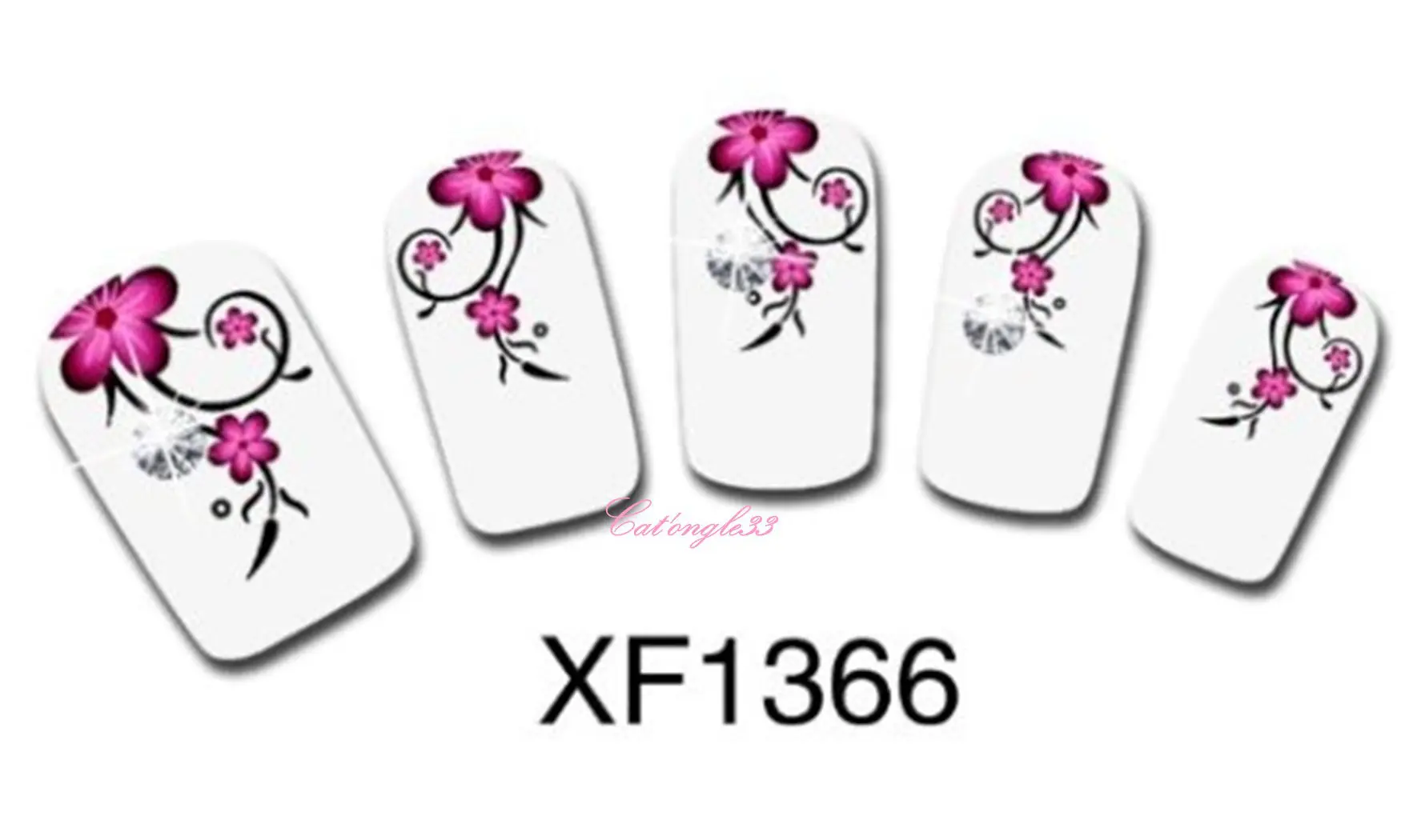 Water decal fleur rouge noire XF1366