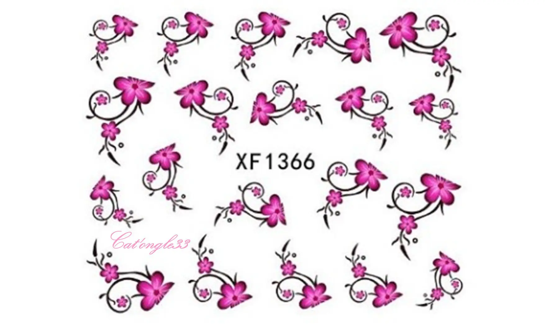 Water decal fleur rouge noire XF1366