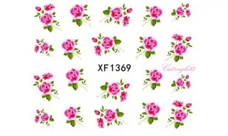 Water decal fleur rose rouge XF1369