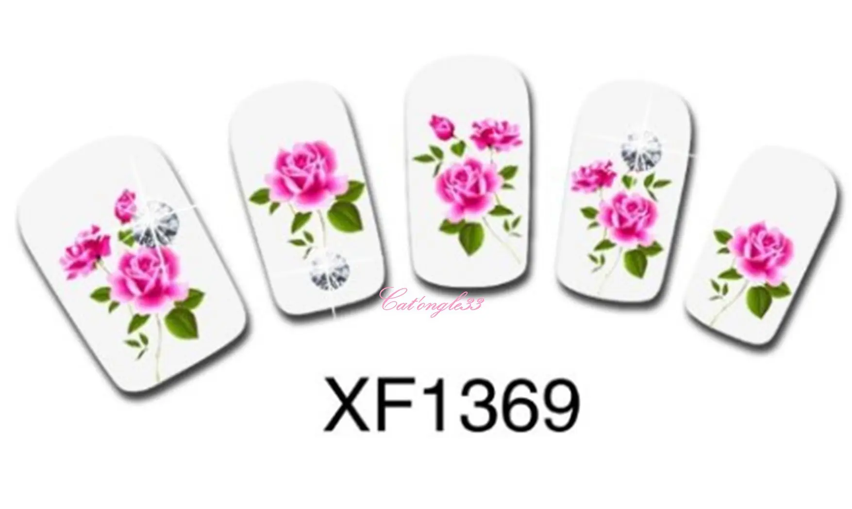 Water decal fleur rose rouge XF1369