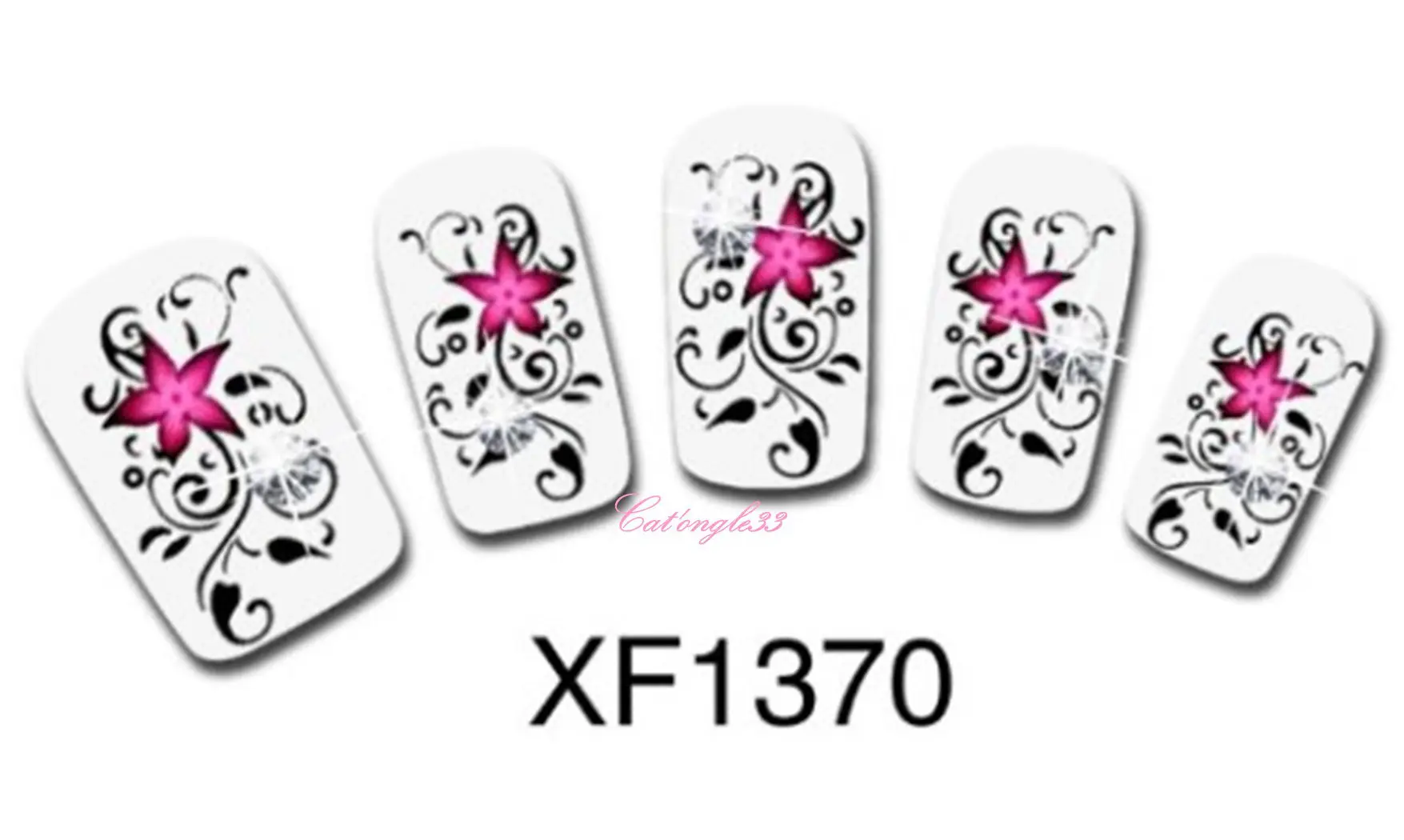 Water decal fleur rouge vrille XF1370
