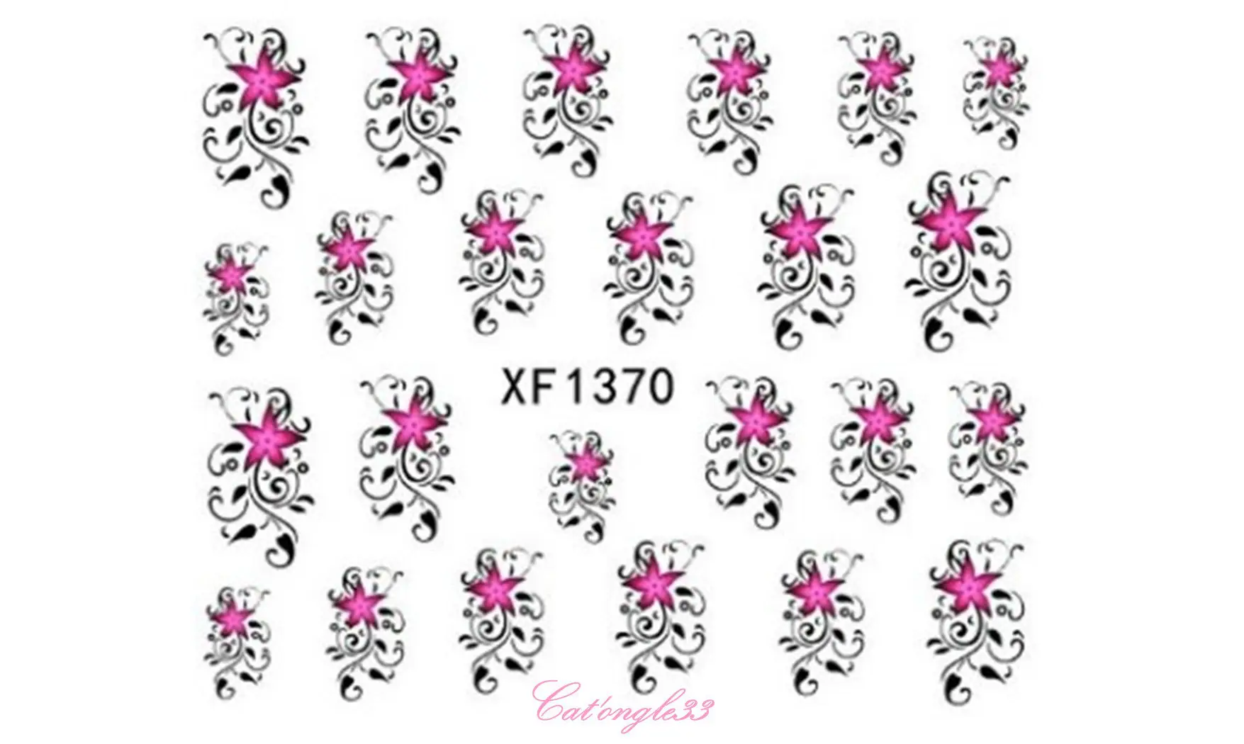 Water decal fleur rouge vrille XF1370