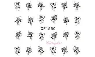 Water decal rose noire papillon XF1550