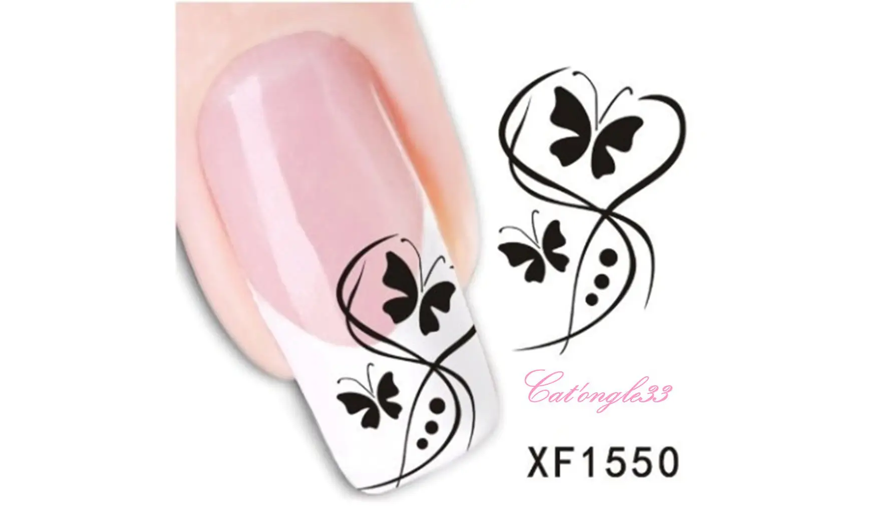 Water decal rose noire papillon XF1550