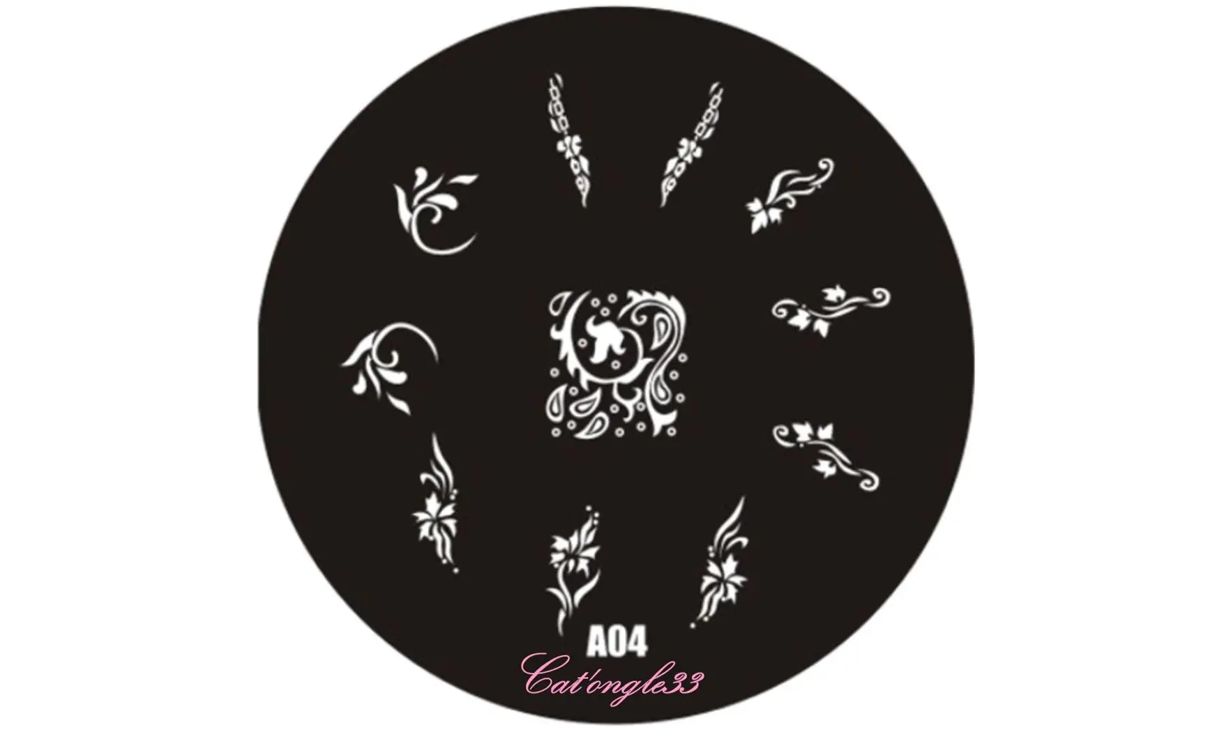 plaque stamping ronde A04 nail art