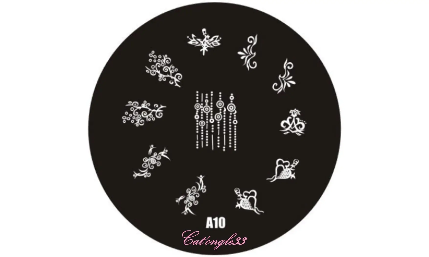 Plaque stamping ronde A10 nail art