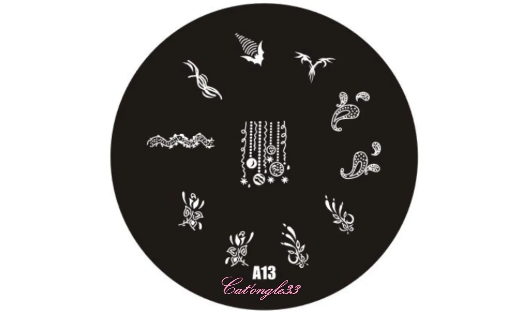 Plaque stamping ronde A13 nail art