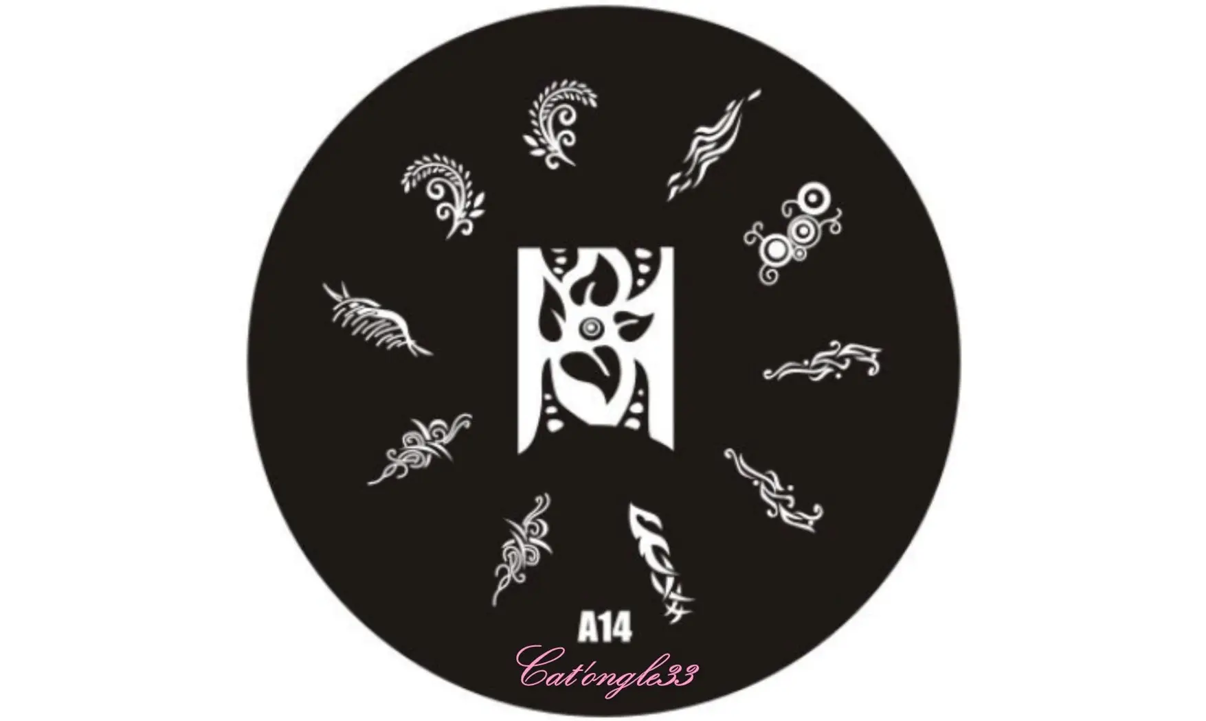 Plaque stamping ronde A14 nail art