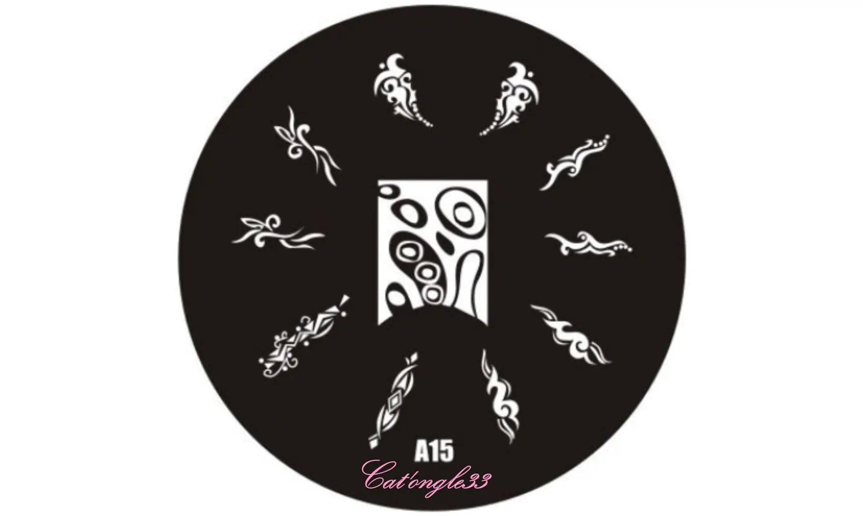 Plaque stamping ronde A15 nail art