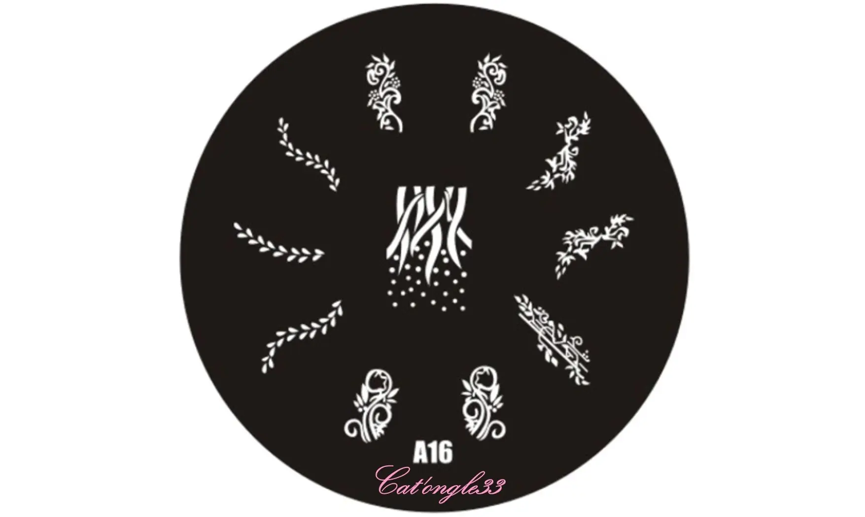 Plaque stamping ronde A16 nail art