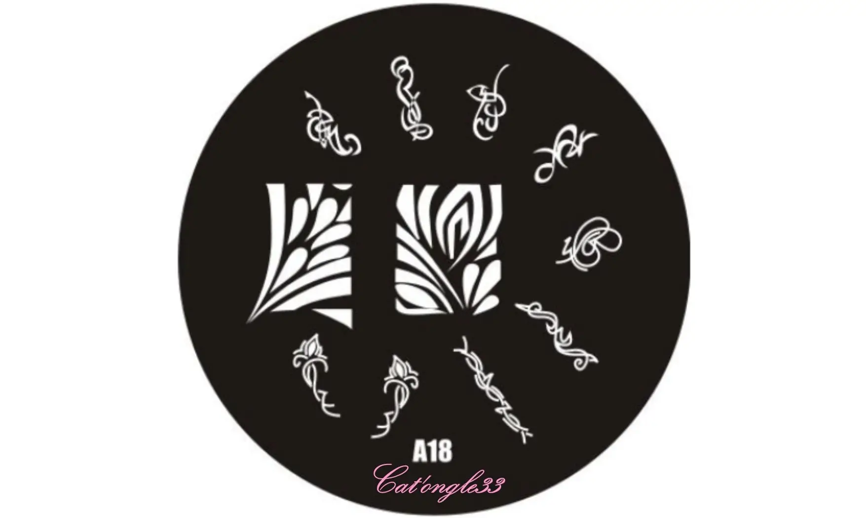 Plaque stamping ronde A18 nail art