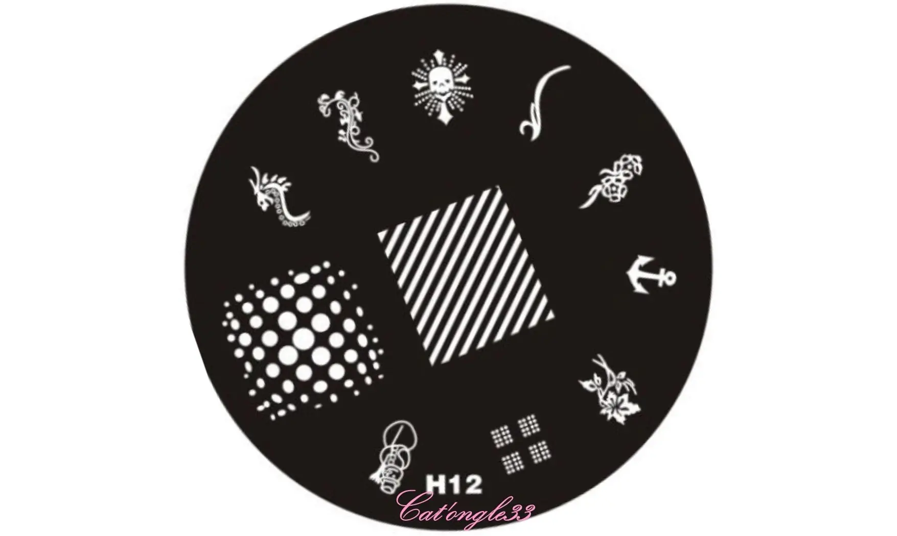 Plaque stamping H12 ronde nail art