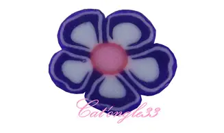 Baton fimo fleur violette blanche