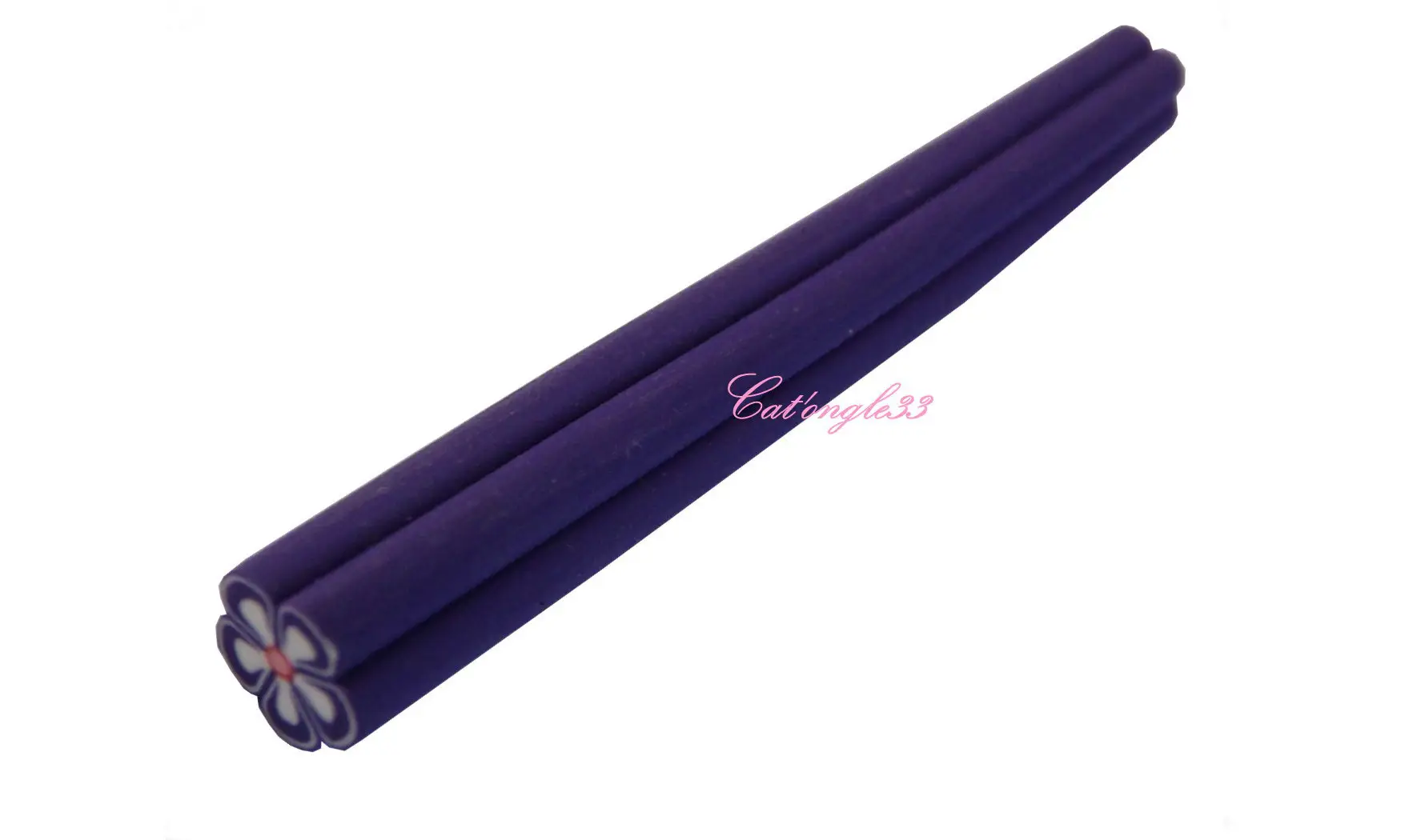 Baton fimo fleur violette blanche