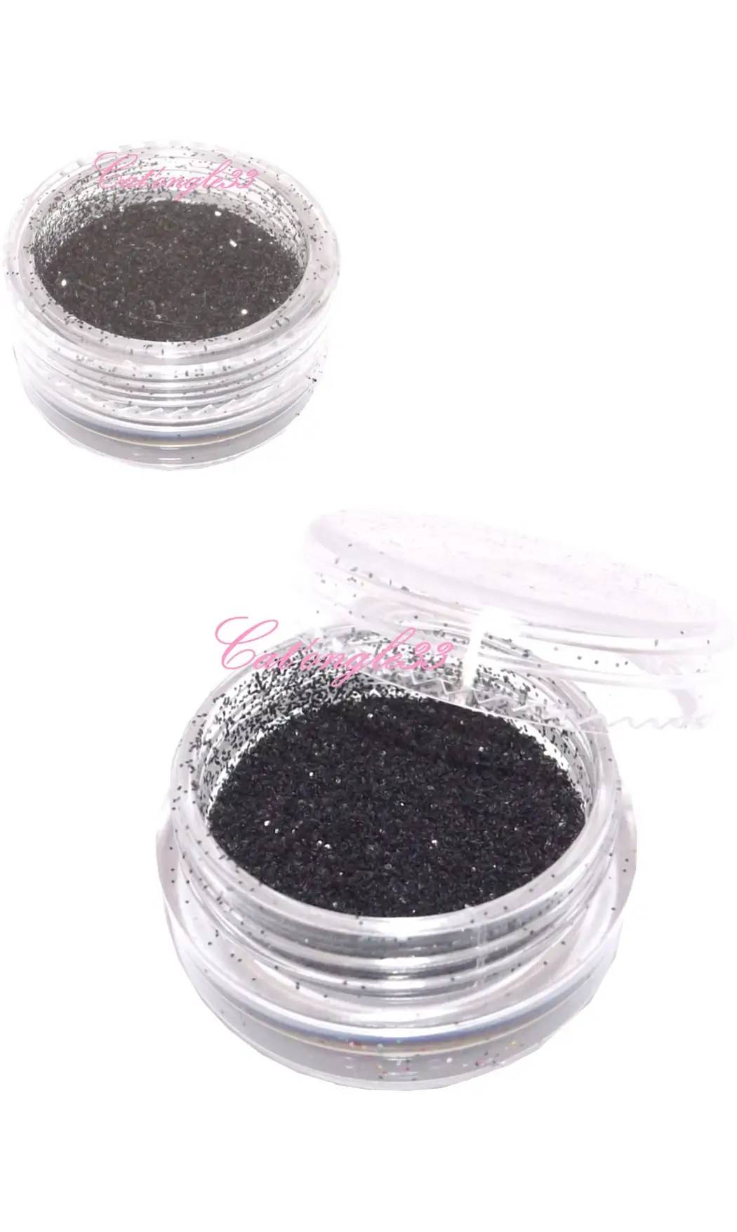 Paillettes fines noir nail art