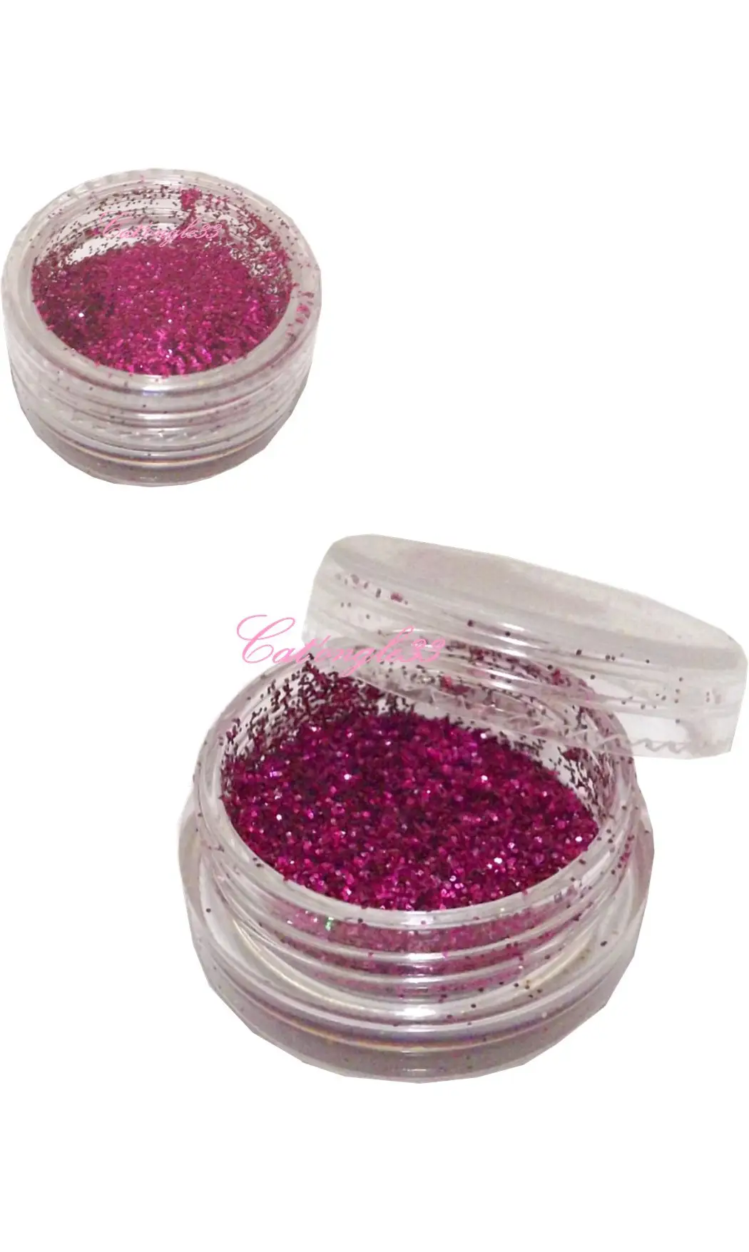 Paillettes fines fuchsia nail art