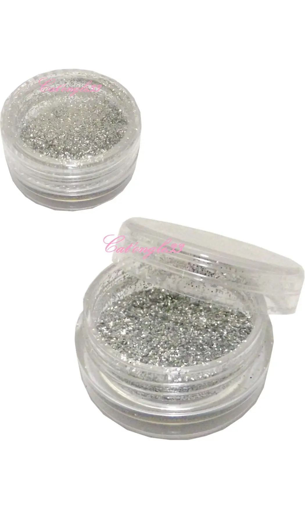 Paillettes fines argent nail art