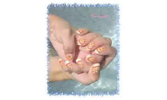 Fils paillettes saumon nail art