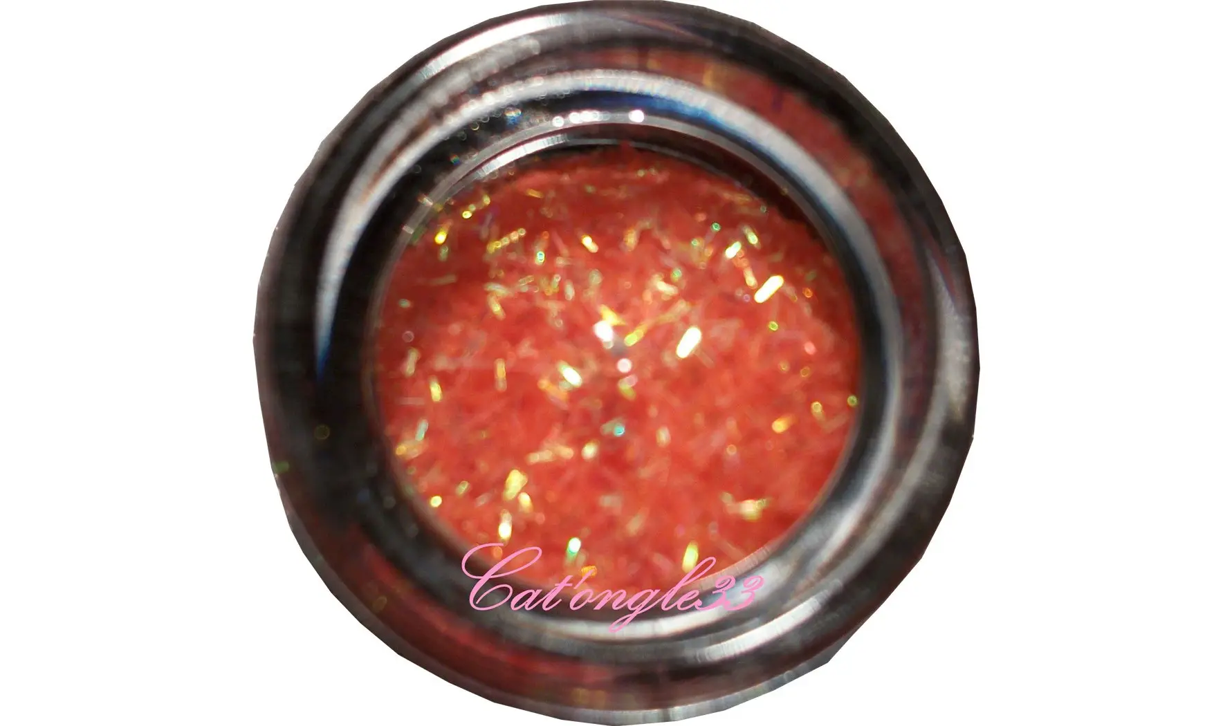 Fils paillettes saumon nail art