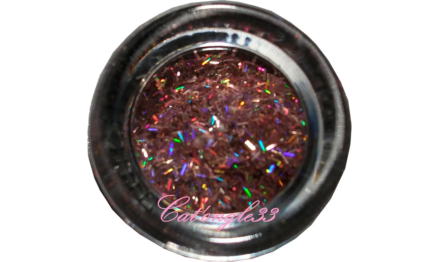 Fils paillettes rose nail art