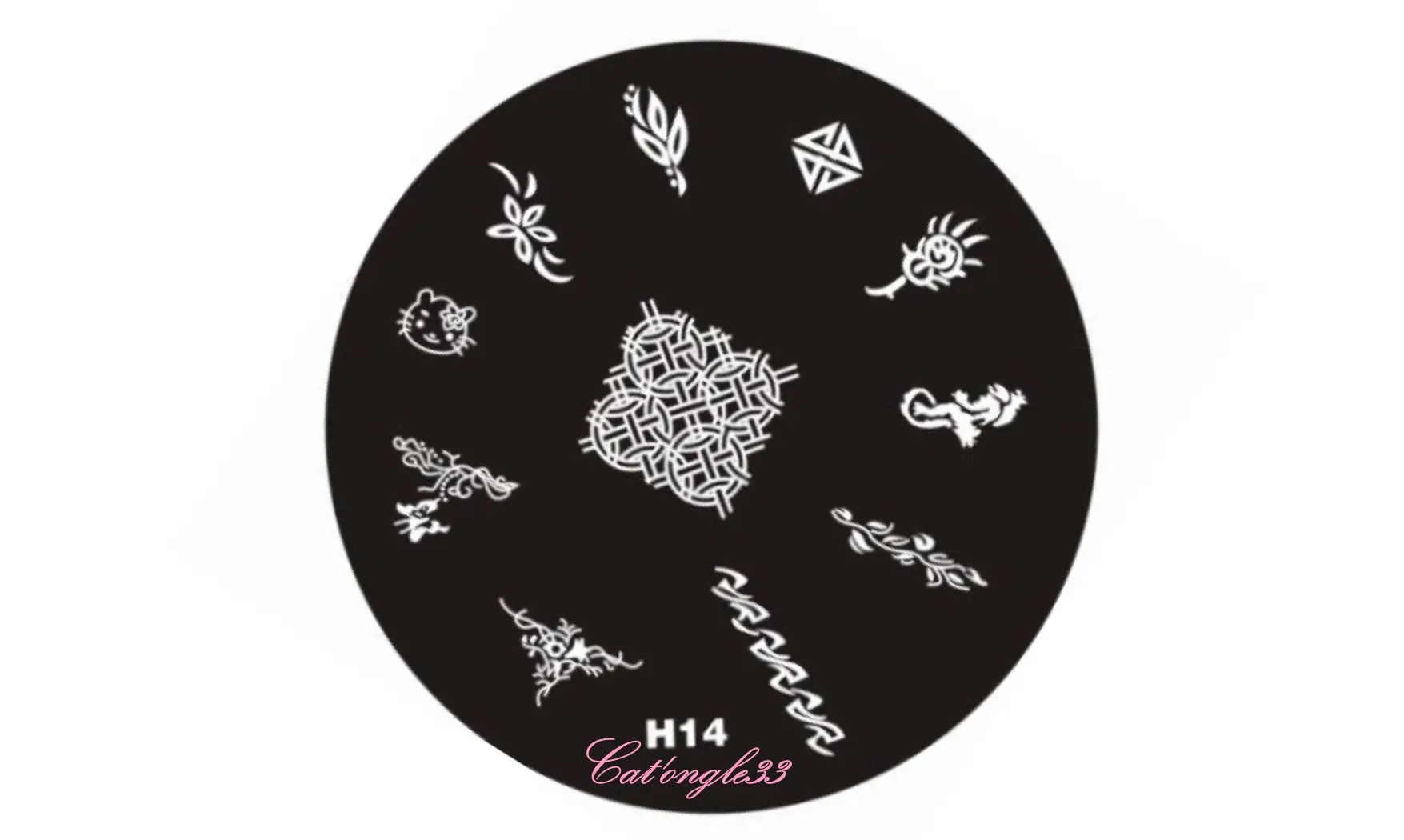 Plaque stamping H14 ronde nail art