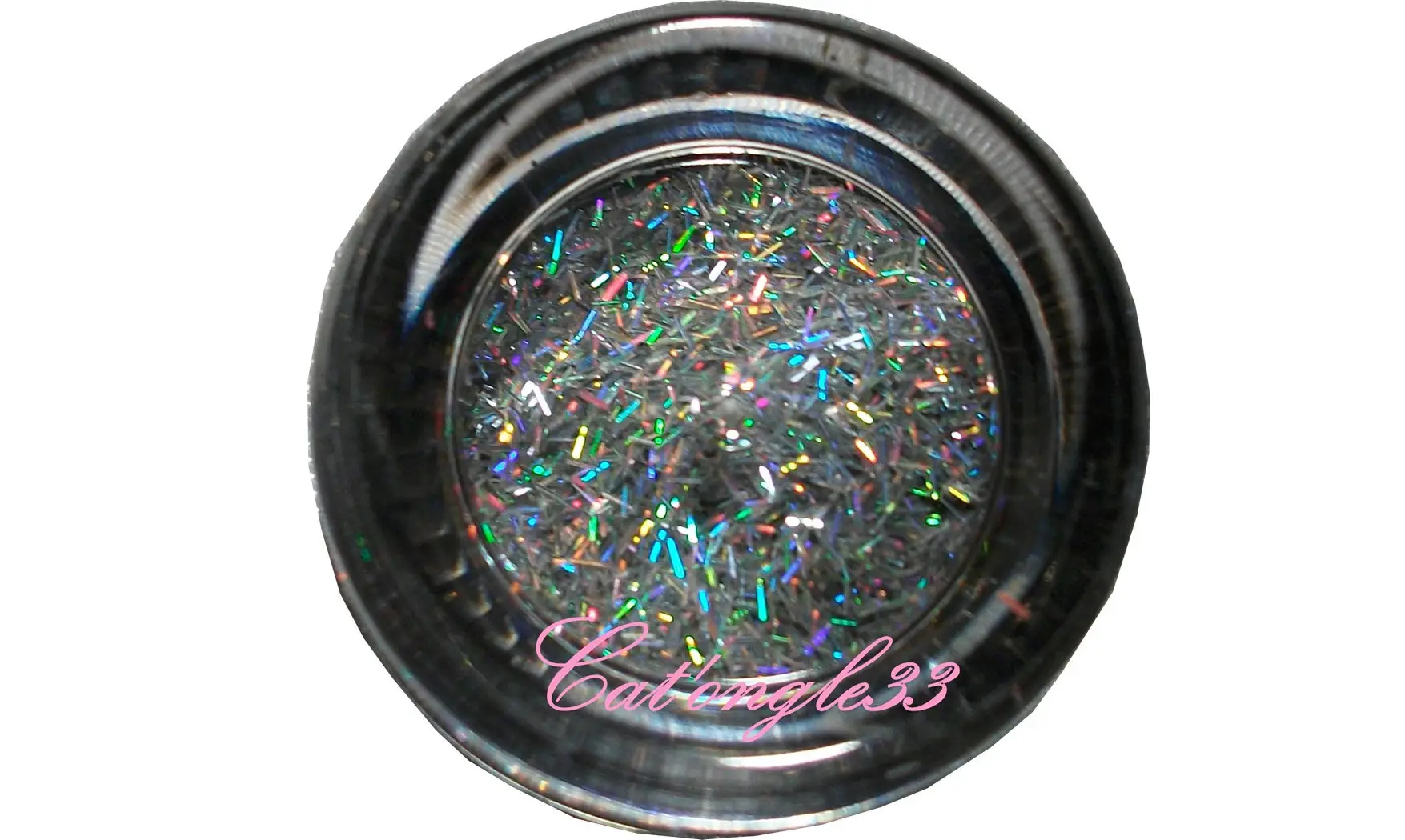 Fils paillettes argent nail art