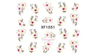 Water decal fleur blanche rose XF1551