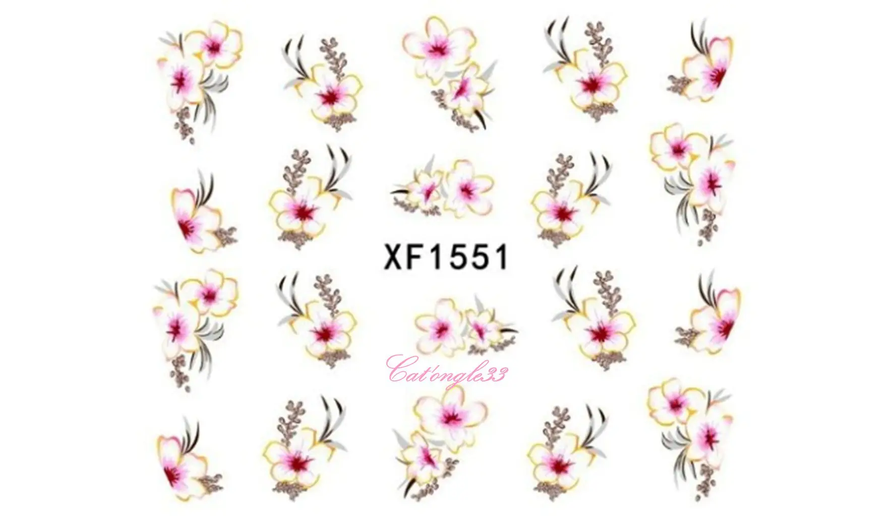 Water decal fleur blanche rose XF1551