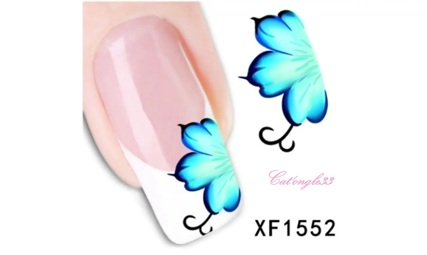 Water decal fleur turquoise bleu XF1552