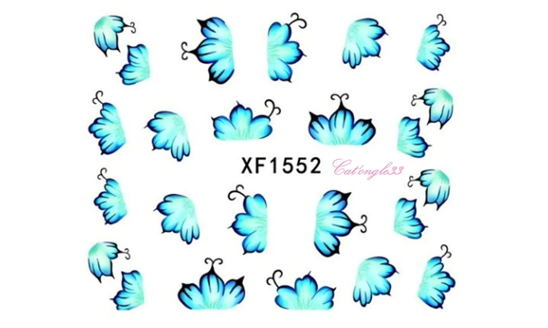 Water decal fleur turquoise bleu XF1552