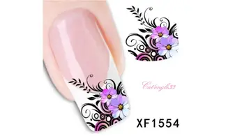 Water decal fleur violette bleu XF1554