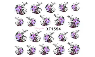 Water decal fleur violette bleu XF1554