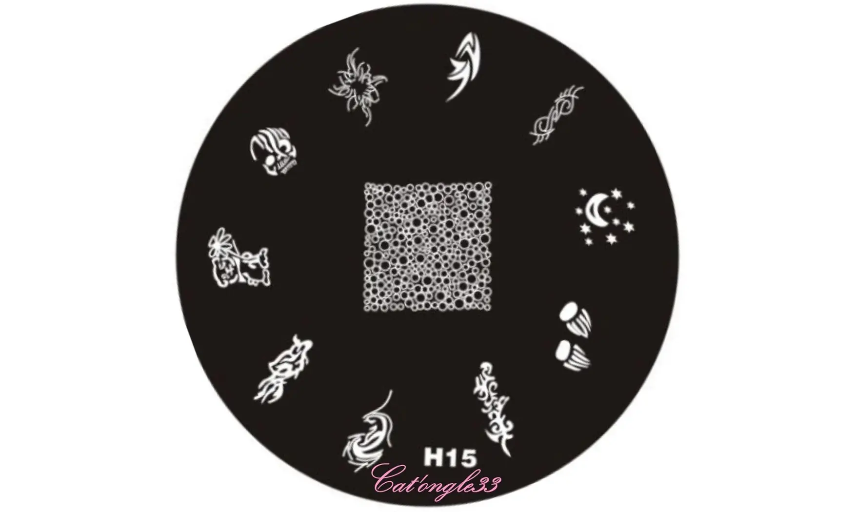 Plaque stamping H15 ronde nail art