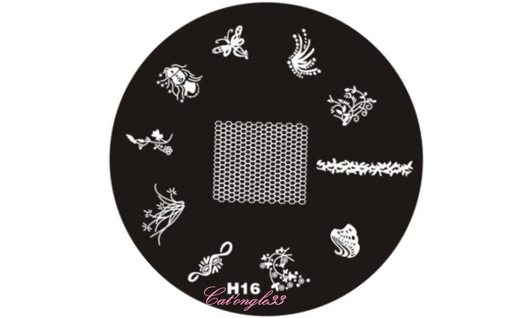 Plaque stamping H16 ronde nail art