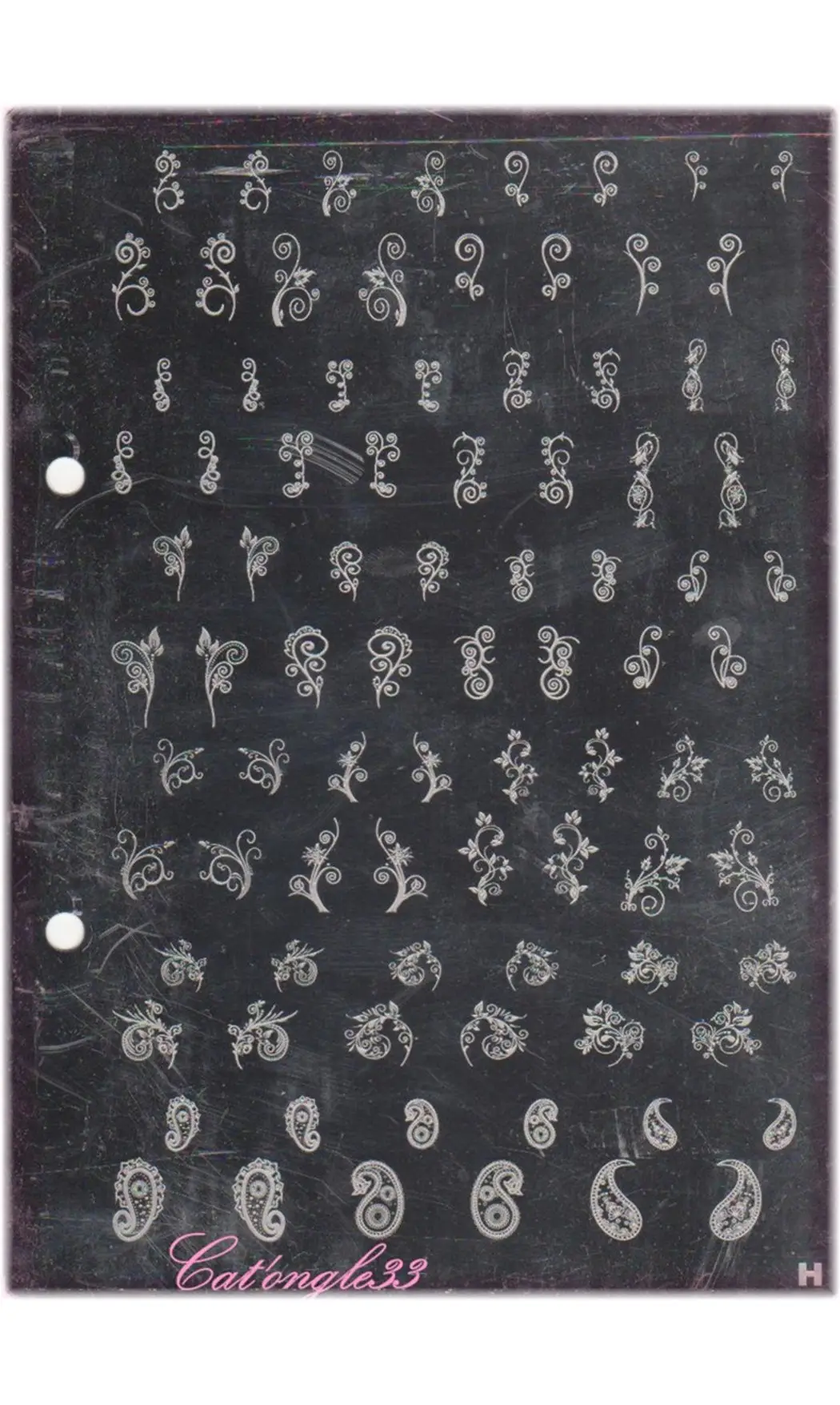 Plaque XL perforée H nail art stamping