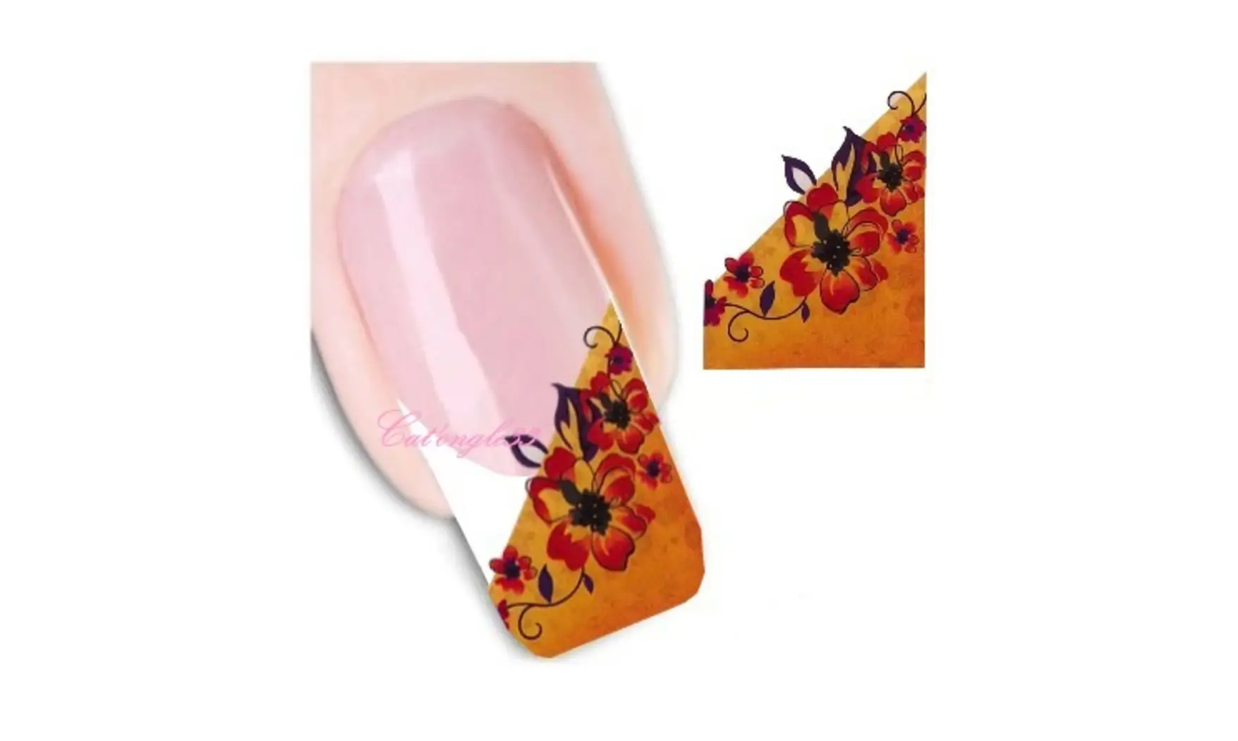 Water decal french orange fleur B-085