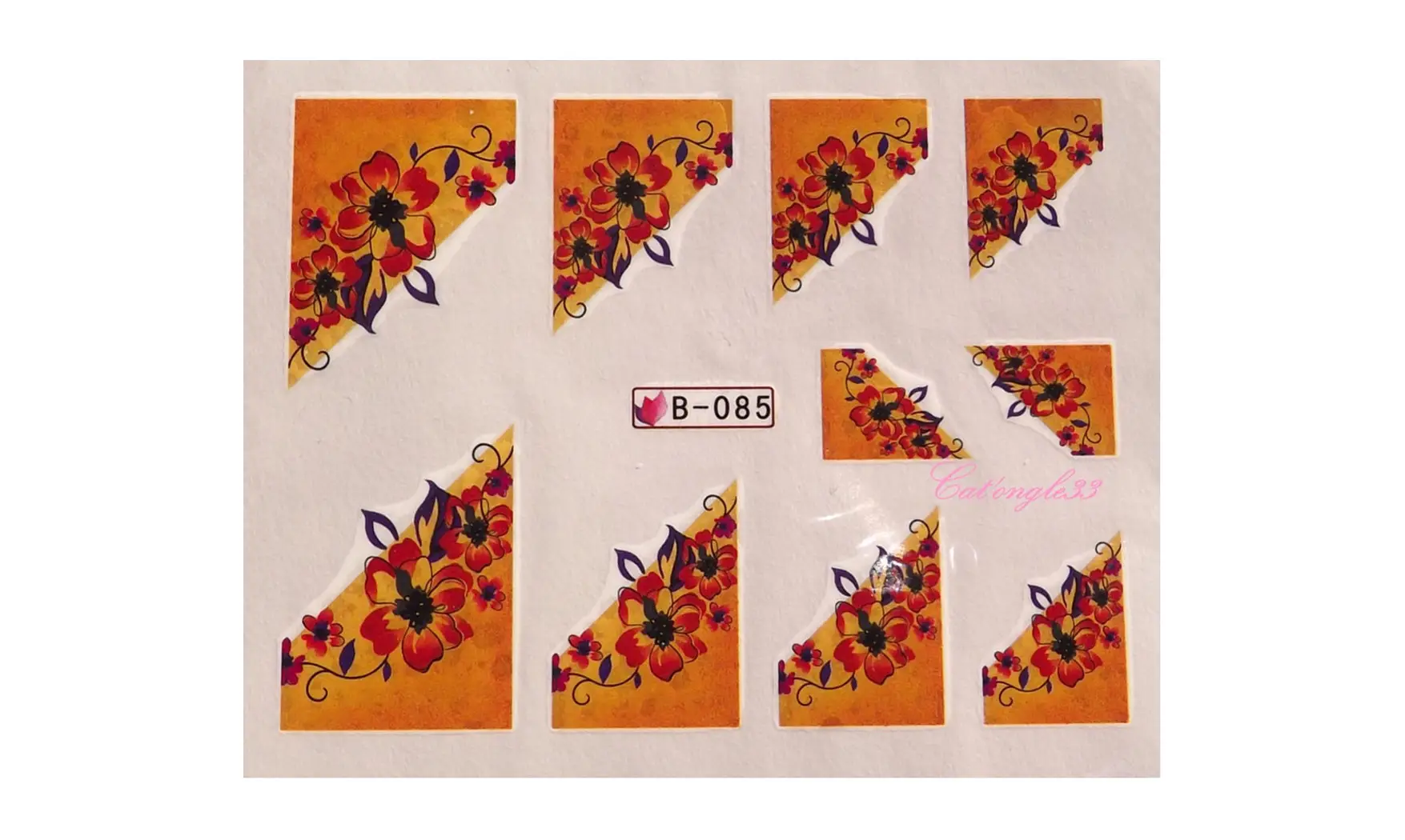 Water decal french orange fleur B-085