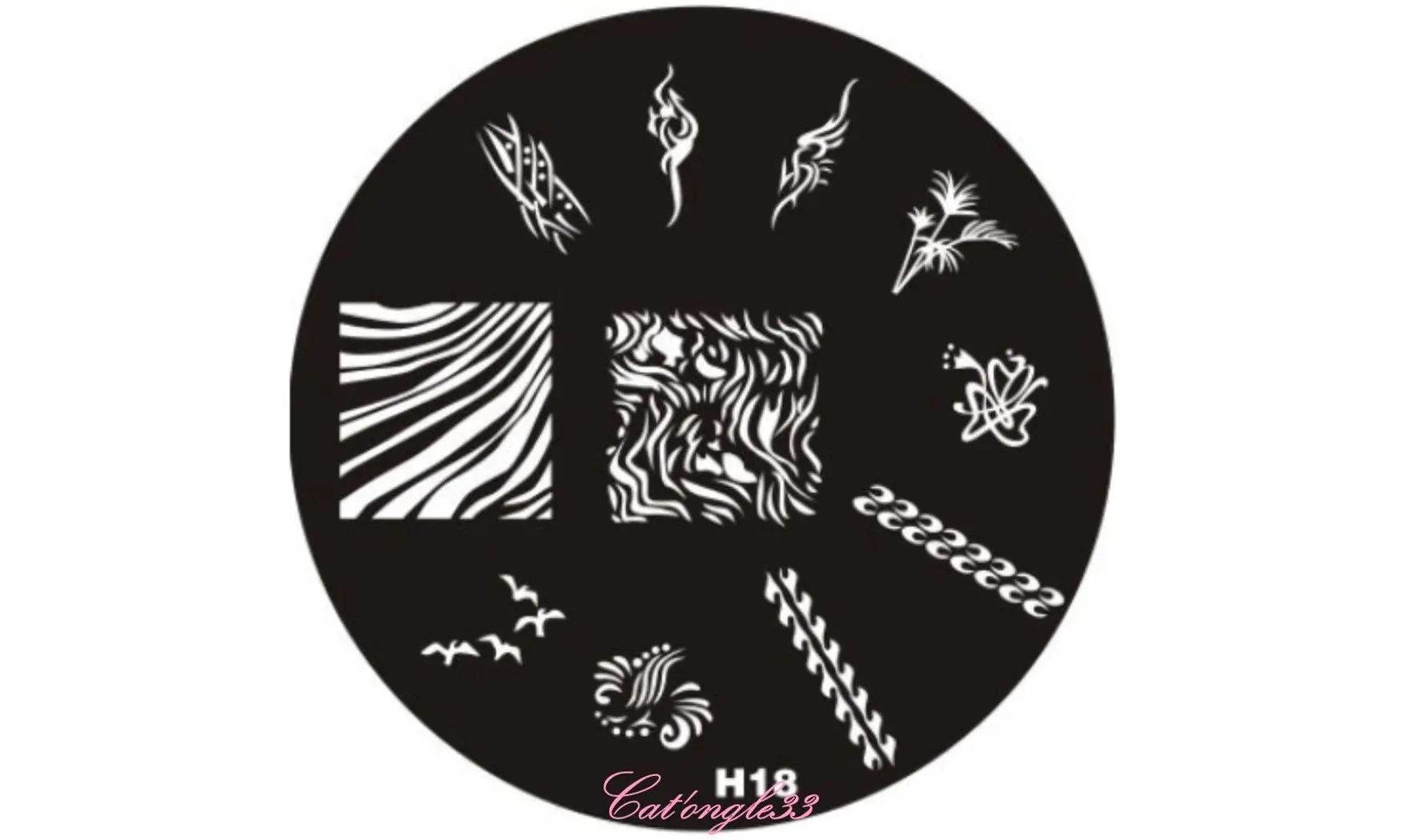 Plaque stamping H18 ronde nail art