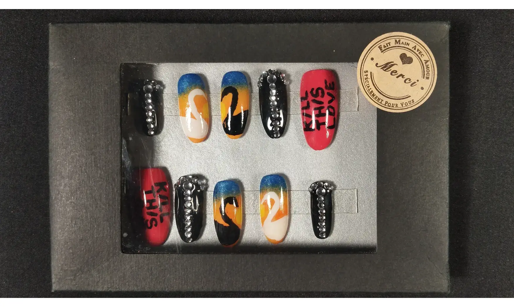 Press on nails BlackPink - Taille M
