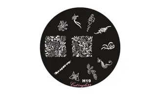 Plaque stamping H19 ronde nail art