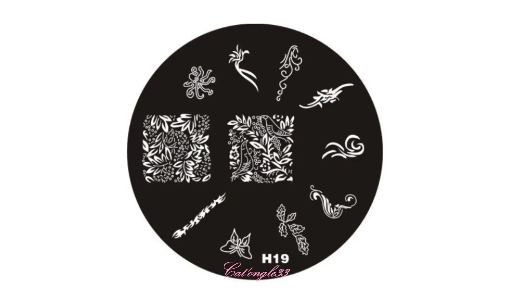 Plaque stamping H19 ronde nail art