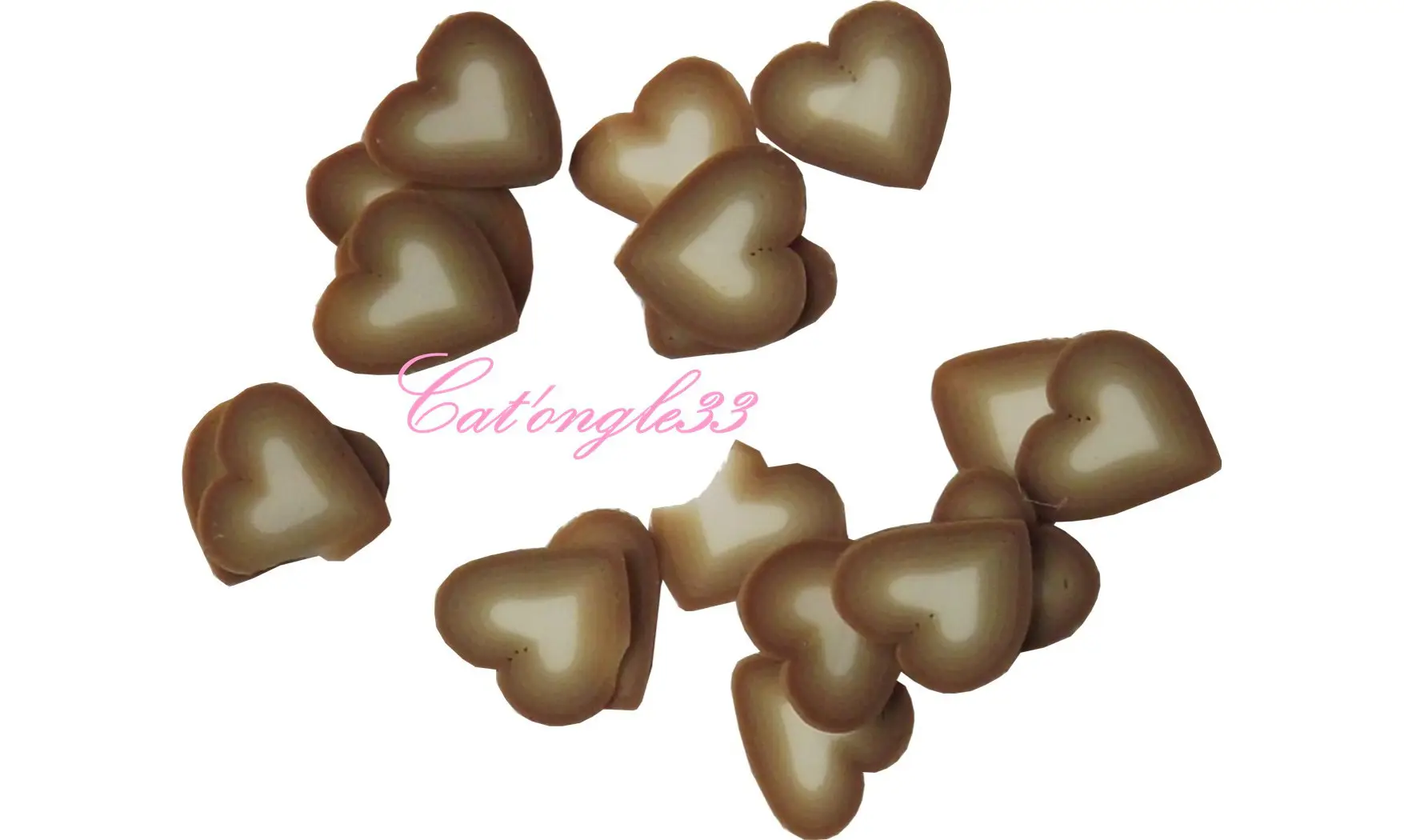 Sachet de fimo coeur marron blanc